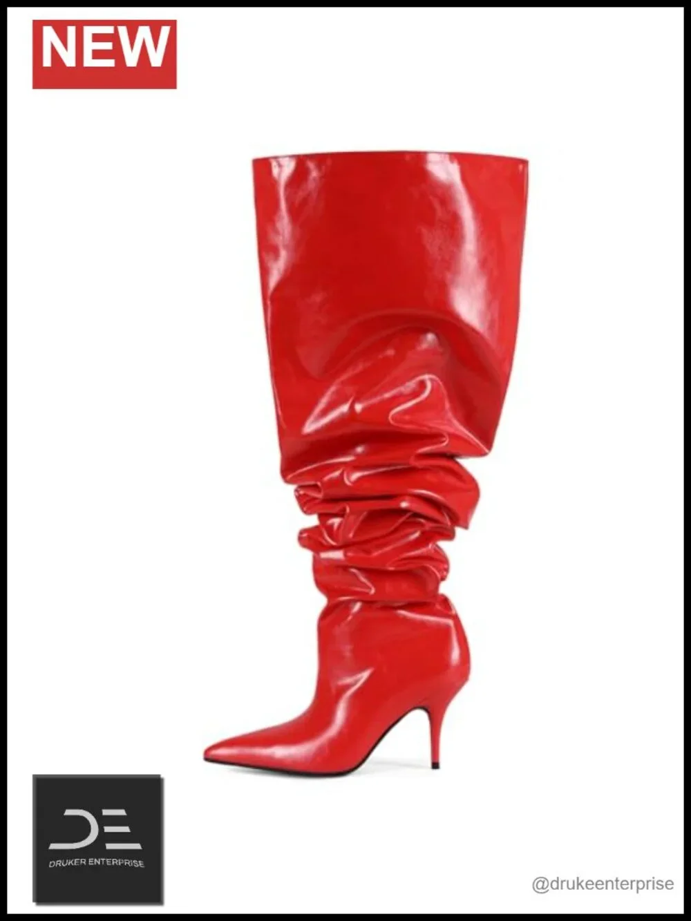 Wide Calf Stiletto Heel Over the Knee Boots Women Faux Leather Thigh High